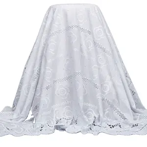 नई सफेद पत्थरों के साथ अफ्रीकी स्विस Voile कपास फीता कपड़े के लिए पार्टी उच्च गुणवत्ता सूखी Voile कपास फीता पोशाक के लिए 2617