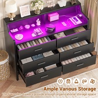 Ensemble de chambre à coucher moderne du milieu du siècle 3 pièces Durable P2 MDF rotin armoire tiroirs commode tables de chevet avec Station de charge