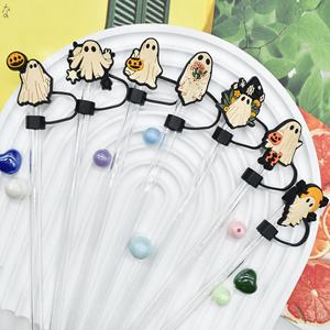 Cubierta Decorativa para Pajitas de 10 mm para Fiestas de Halloween, Tapa de Silicona Reutilizable para Pajitas con Pegamento Suave Universal y Protección Contra el Polvo - Product Image 4