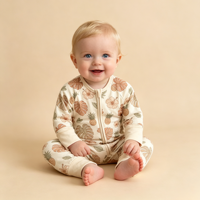 Romper Bayi Serat Bambu Lengan Panjang, Jumpsuit Bayi dengan Resleting Depan, Piyama Lembut Bermotif Lucu untuk Bayi Baru Lahir
