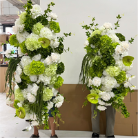 Guirlande florale artificielle vert et blanc en soie, roses, hortensias, anthuriums pour arche de mariage, fleurs latérales pour toile de fond et décoration d'événements