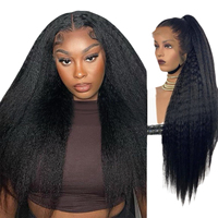 Perruques en cheveux humains 13x4 Lace Front, noir naturel, dentelle transparente, longues, lisses et volumineuses, texture douce