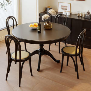 Ensemble de table et de chaises de salle à manger rondes en bois <span class=keywords><strong>vintage</strong></span> pour les petites maisons, style américain et français - Product Image 3