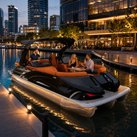Bateau ponton tri-toon en aluminium et fibre de verre haute performance de 22 pieds - Pêche sportive - 12 personnes - Arche électrique - Moteur approuvé CE - Remorque