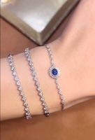 Bracelet de tennis en saphir bleu royal naturel en or blanc 18 carats brillant pour femmes, cadeau de bijoux de fiançailles