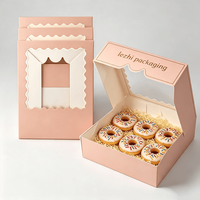 Boîte en papier recyclable et pliable de qualité alimentaire pour gâteaux, biscuits, pâtisseries, macarons, beignets, avec fenêtre et logo personnalisé