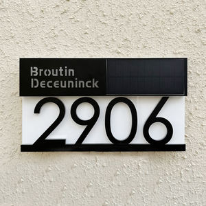 Wholesale Home Decor Personalised Solar House Number Sign <b>LED</b> <b>Light</b> Exterior Outdoor 3D Laser Cut Street Address Family <b>Name</b> - Product Image 5