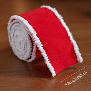 Pita Natal WOWEI untuk Kerajinan, Pita Tepi Kawat Natal Merah Putih Pita Goni Pita Busur Liburan Musim Dingin Pita Kawat Motif Kepingan Salju - Product Image 5