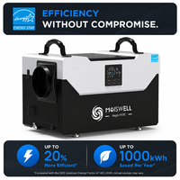 Déshumidificateur Aegis H150 155 Pints 73L/jour 253 CFM de débit d'air 6500 pieds carrés 65 livres pour entrepôts et espaces étroits Noir Blanc