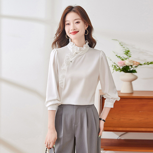 <span class=keywords><strong>Blusa</strong></span> Elegante de Estilo Coreano Personalizada al por Mayor de Fábrica para <span class=keywords><strong>Mujer</strong></span>, Manga Larga, Floral, de Gasa, con Encaje, Ropa Formal de Trabajo para <span class=keywords><strong>Fiesta</strong></span> - Product Image 5