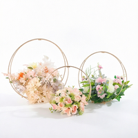 Support à fleurs double couche en fer, cadre doré pour centre de table de mariage et décoration de scène événementielle