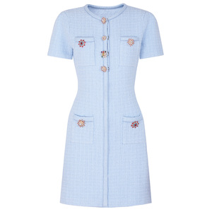 AIMEISI nuova moda Casual <span class=keywords><strong>abito</strong></span> a maniche corte con <span class=keywords><strong>bottoni</strong></span> di diamanti da donna vestito elegante da donna - Product Image 2