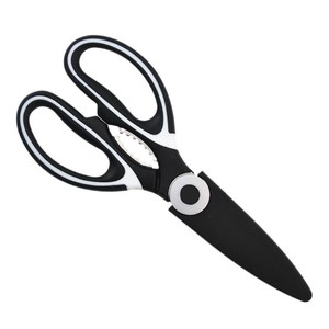 Tijeras de cocina de acero inoxidable, multifuncionales, resistentes, para cortar huesos de pollo y verduras, color blanco y negro - Product Image 4