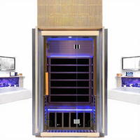 Sauna infrarouge pour la maison, spa électrique avec haut-parleurs Bluetooth, lampe LED, panneau de commande LCD, porte en verre trempé, design moderne en cèdre pour appartement