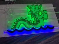 Letras Luminosas con Diseño de Patrón Exquisito, Forma Especial, Verde y Azul, Señalización Personalizada Según las Preferencias del Cliente