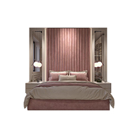 Lit king-size rose de luxe Lit double tapissé en cuir moderne italien Mobilier de chambre à coucher d'hôtel cinq étoiles Ensemble de lit en velours doux