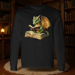 Camiseta de manga larga con gráfico de Dragon Bookworm Reading Book - Product Image 3