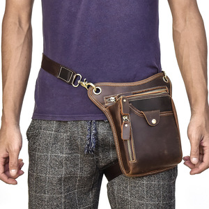 Sac de ceinture en cuir pour hommes européens et américains rétro Crazy Horse sac de jambe en cuir loisirs <span class=keywords><strong>sortie</strong></span> sac de téléphone portable 2025 - Product Image 5
