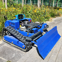Cortacésped de Oruga de Alta Calidad con Control Remoto y Pala de Empuje para Nieve, Robot Cortacésped Multifunción de Gran Potencia
