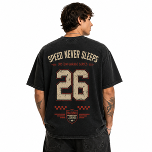 Camiseta Vintage Lavada con Diseño de Leyendas del Automovilismo, Unisex, Número 26, Gráfico de Bandera a Cuadros, Casual, Personalizada, OEM, Venta al Por Mayor - Product Image 3
