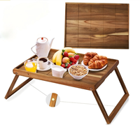 Table d'appoint pliante en bois d'acacia pour ordinateur portable, plateau de lit, bureau d'étude, salle de bain, à un seul niveau