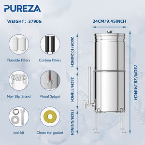 PUREZA - Cubo de Acero Inoxidable Rosa para Filtro de Agua <span class=keywords><strong>por</strong></span> <span class=keywords><strong>Gravedad</strong></span> con Cartucho de Gran Capacidad para Filtración Automática <span class=keywords><strong>por</strong></span> <span class=keywords><strong>Gravedad</strong></span> en el Hogar - Product Image 6