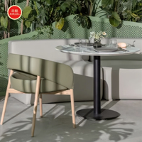 Ensemble table et chaises de café en cuir vert au design moderne, vente en gros, mobilier de restaurant commercial en bois massif avec revêtement souple