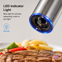 Moulin à poivre électrique avec noyau en céramique, moulin à épices à piles, moulin à broyer à un bouton avec lumière LED pour poivre, sel, cumin