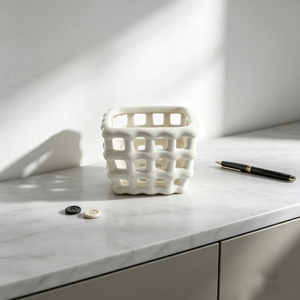 Cesta Tejida Amic con Diseño de Tejido Abierto para Almacenamiento en Mesa del Hogar, para Llaves, Joyas, Cosméticos, Organizador Moderno Minimalista - Product Image 3