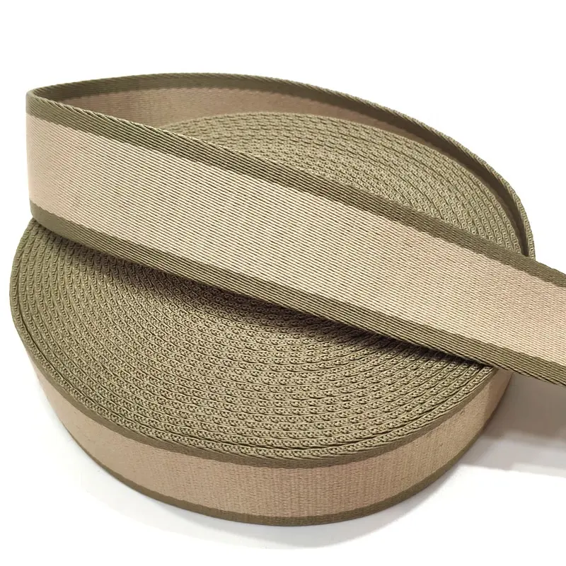 high quality soft polyester webbing bag strap material light green/beige