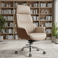 Chaise de bureau pivotante en cuir souple, chaise de bureau ergonomique en cuir, chaise de bureau moderne à dossier haut, chaise de bureau pliable