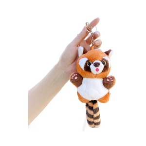 Venta al por mayor lindo pequeño <span class=keywords><strong>Panda</strong></span> de peluche colgante <span class=keywords><strong>red</strong></span> <span class=keywords><strong>rojo</strong></span> dibujos animados llavero muñeca con mapache hecho de algodón - Product Image 5