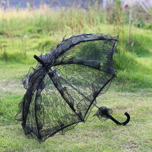 Colorful <b>Lace</b> Lightweight Elegant Bridal Wedding Photography Dance Party Decoration Hook Handle Parasol Umbrella - Product Image 4