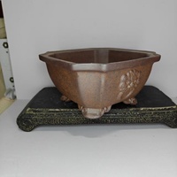 Pot à bonsaï en sable violet de Yixing avec motif tête de bête et pieds en forme de nuage