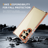 Étui de téléphone avec cadre d'objectif en métal pour Galaxy S24 Ultra, coque transparente antichoc pour Samsung S24 Plus S25 S23 S22 S21 FE