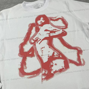 Guangzhou shangshang เสื้อยืดแขนยาววินเทจเสื้อยืดพิมพ์ลายโลโก้กราฟิกที่กำหนดเอง - Product Image 4