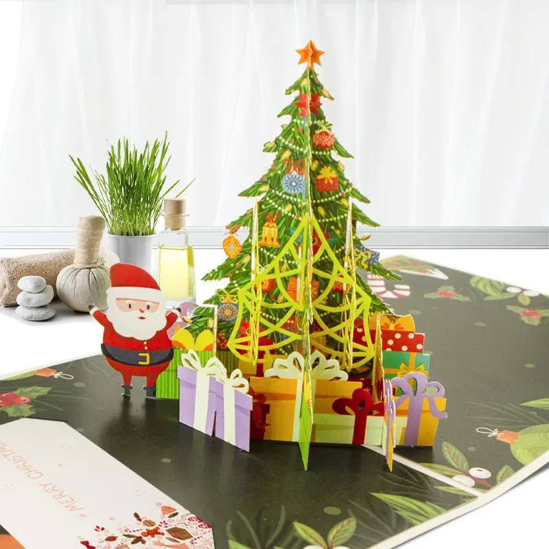 3 डी हॉलिडे ग्रीटिंग कार्ड रचनात्मक क्रिसमस ट्री उपहार कार्ड