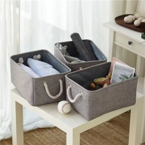 Homeplus Maßgefertigter Umweltfreundlicher Baumwoll- und Leinen-Aufbewahrungskorb mit Griffen, Funktional für Organisierte Aufbewahrung - Product Image 1