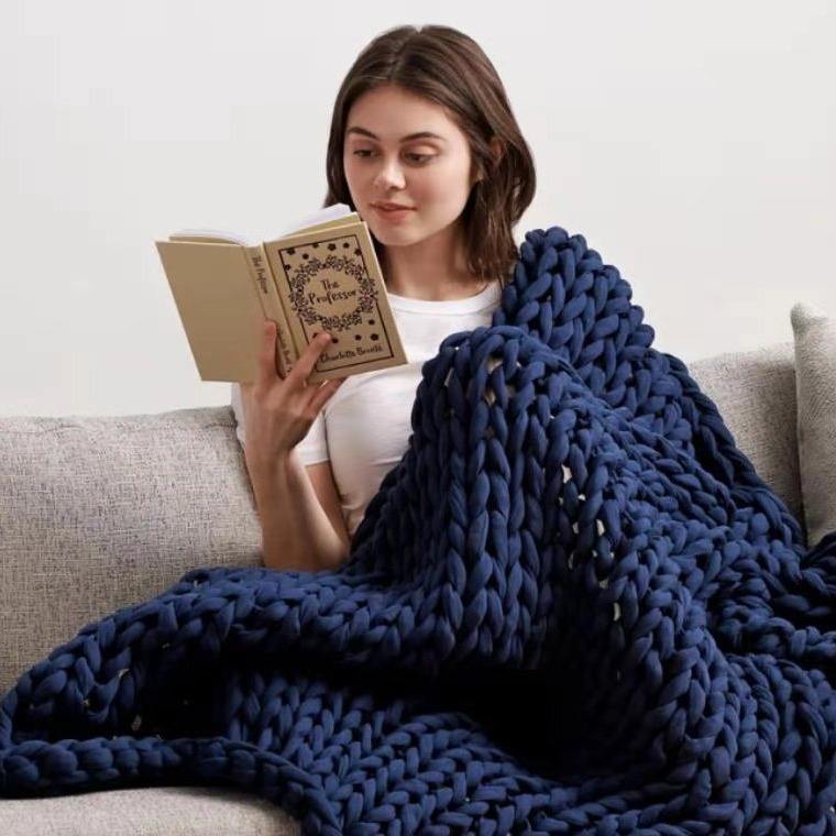 Luxury Custom Organic Cotton Chunky Knit Blanket Factory