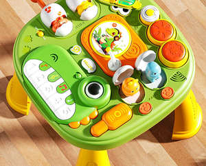 Escritorio <span class=keywords><strong>de</strong></span> actividades para bebés y niños pequeños, mesa <span class=keywords><strong>de</strong></span> juegos multiusos con piano Musical <span class=keywords><strong>de</strong></span> dinosaurio eléctrico, tablero ocupado educativo para niños - Product Image 5