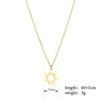 Collier unisexe en acier inoxydable plaqué or poli miroir avec pendentif tournesol classique et chaîne à perles, idéal pour le quotidien