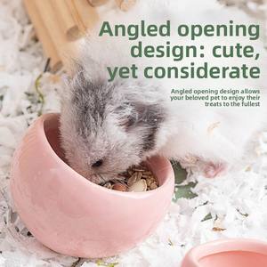 Cuenco de alimentación para hámster, plato de alimentación ranurado de color caramelo de oso jilguero, comedero pequeño para mascotas, cuenco de cerámica para hámster - Product Image 3
