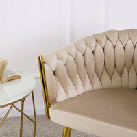 Fauteuils de salle à manger en velours capitonnés, style nordique moderne et luxueux, avec pieds en métal doré