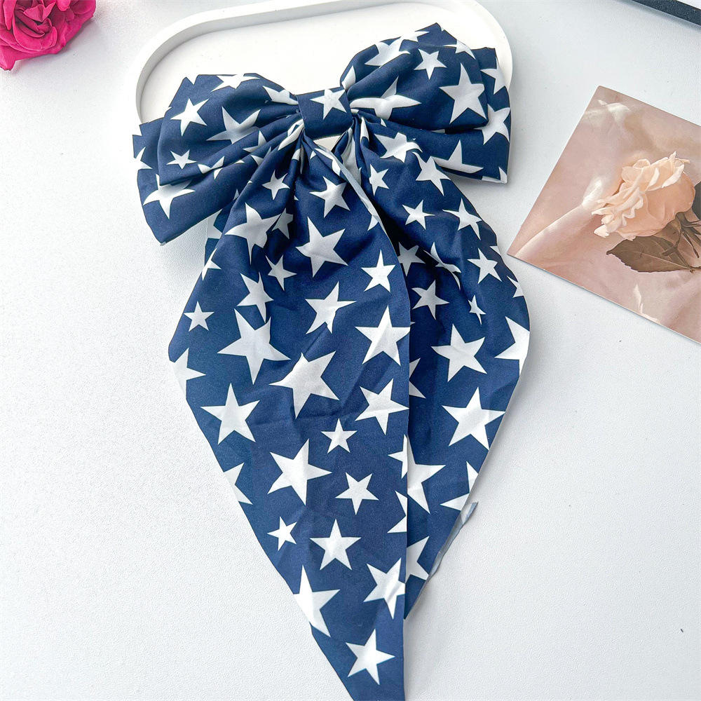 Bow ribbon spring clip-blue