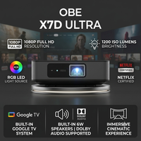 Mini projecteur intelligent OBE X7D-Ultra 1200ISO Full HD, compatible avec le système Google TV pour home cinéma, projecteurs portables 1080P