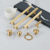 Poignées de tiroir en laiton brossé doré de haute qualité, style moderne, boutons en laiton à montage en surface pour armoire et meuble à chaussures
