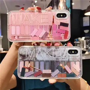 Dinamis Glitter Makeup Eyeshadow Pasir Hisap untuk iPhone XR X Max X 6 6S 7 7 Plus Kosmetik PENUTUP UNTUK iPhone 11 Pro Max