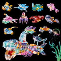 STARMERRY Ensemble de blocs de construction éducatifs pour enfants, jouet modèle, 5 à 7 ans, plastique ABS transparent, animaux marins, dinosaures, unisexe, 1:48