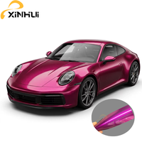 Película de Vinilo para Automóviles TPU Rosa Metálico, Brillante, que Cambia de Color, Autoadhesiva, Antiarañazos, Protectora, 7.5 Mil, 1.52x15M, OEM/ODM