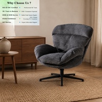 Fauteuil d'appoint moderne et pratique OKAY avec accoudoirs larges intégrés, surface tactile confortable, tissu personnalisé, pivotant, pour salon, toucher doux